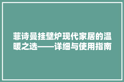菲诗曼挂壁炉现代家居的温暖之选——详细与使用指南 灯具安装