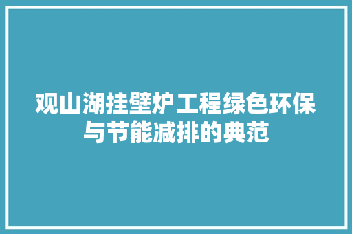 观山湖挂壁炉工程绿色环保与节能减排的典范 水电维修