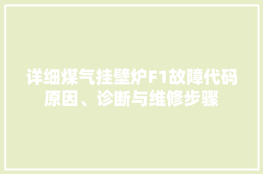详细煤气挂壁炉F1故障代码原因、诊断与维修步骤 清洁保养