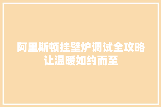 阿里斯顿挂壁炉调试全攻略让温暖如约而至 热水器