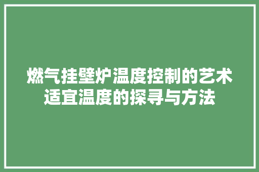燃气挂壁炉温度控制的艺术适宜温度的探寻与方法 冰箱