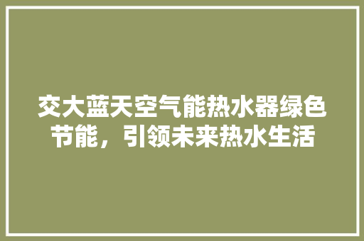 交大蓝天空气能热水器绿色节能，引领未来热水生活 热水器