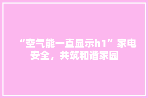 “空气能一直显示h1”家电安全，共筑和谐家园 洁具维修