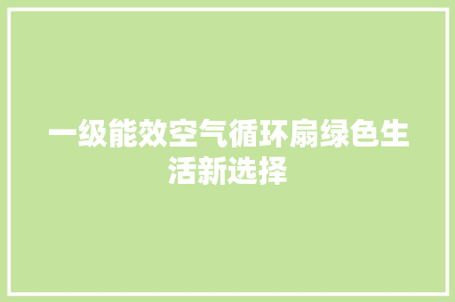 一级能效空气循环扇绿色生活新选择 装修设计