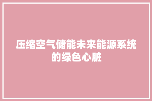 压缩空气储能未来能源系统的绿色心脏 翻新改色