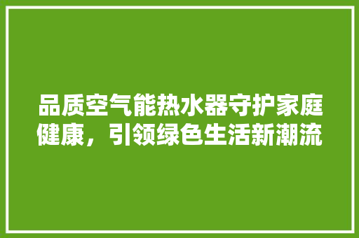 品质空气能热水器守护家庭健康，引领绿色生活新潮流 翻新改色