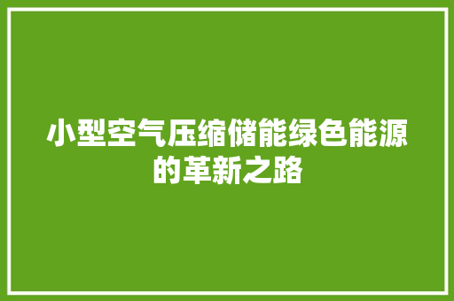 小型空气压缩储能绿色能源的革新之路 冰箱