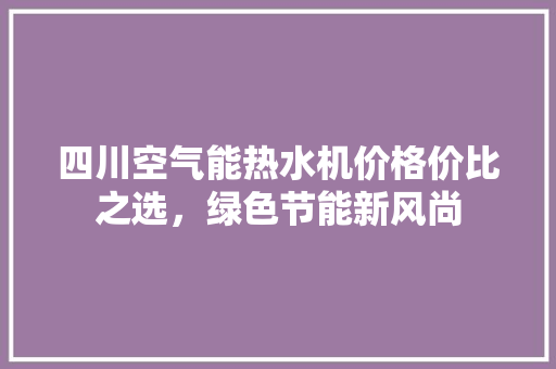 四川空气能热水机价格价比之选，绿色节能新风尚 水电维修