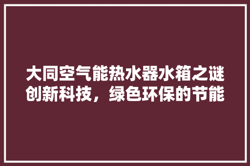 大同空气能热水器水箱之谜创新科技，绿色环保的节能之选 热水器