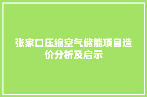 张家口压缩空气储能项目造价分析及启示 洗衣机