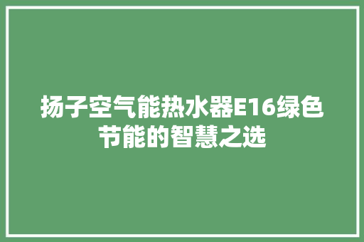 扬子空气能热水器E16绿色节能的智慧之选 家电维护