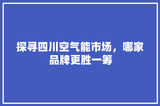 探寻四川空气能市场，哪家品牌更胜一筹 局部翻新