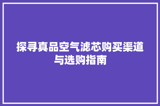 探寻真品空气滤芯购买渠道与选购指南 空调