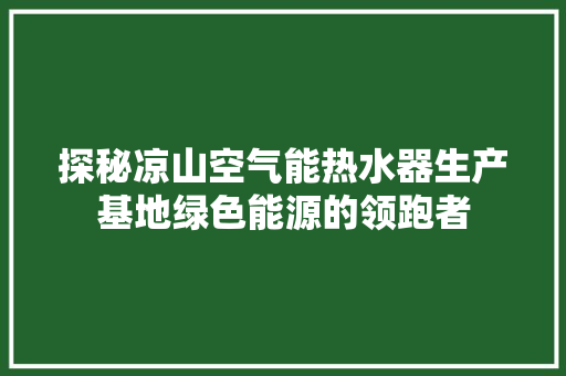 探秘凉山空气能热水器生产基地绿色能源的领跑者 旧房改造