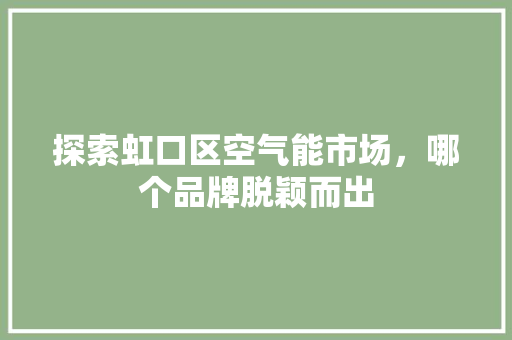 探索虹口区空气能市场，哪个品牌脱颖而出 家具修理