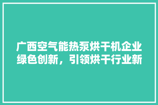 广西空气能热泵烘干机企业绿色创新，引领烘干行业新潮流 热水器