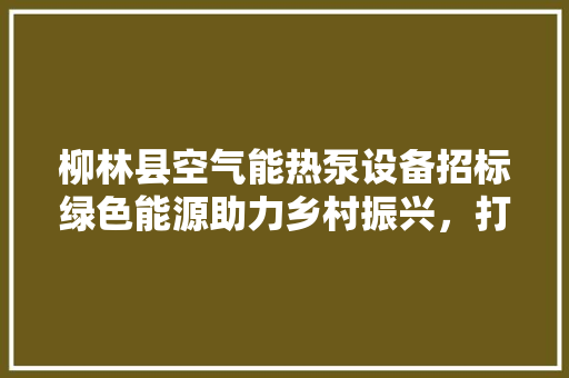 柳林县空气能热泵设备招标绿色能源助力乡村振兴，打造节能环保新典范 热水器