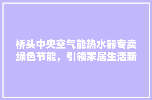桥头中央空气能热水器专卖绿色节能，引领家居生活新潮流 家居维修