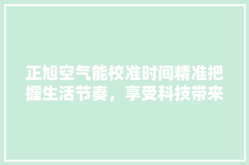 正旭空气能校准时间精准把握生活节奏，享受科技带来的便捷 装修设计
