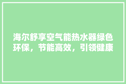 海尔舒享空气能热水器绿色环保，节能高效，引领健康沐浴新风尚 家居维修