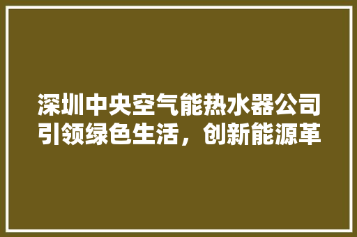 深圳中央空气能热水器公司引领绿色生活，创新能源革命 冰箱