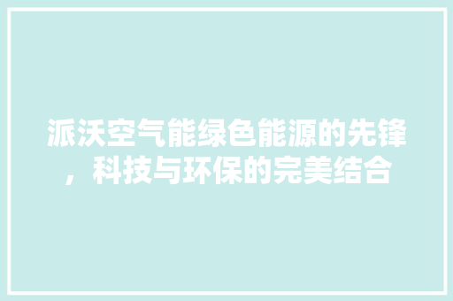 派沃空气能绿色能源的先锋，科技与环保的完美结合 水电维修