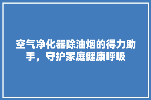 空气净化器除油烟的得力助手，守护家庭健康呼吸 家电维护