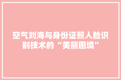 空气刘海与身份证照人脸识别技术的“美丽困境” 贴膜
