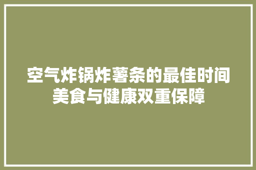 空气炸锅炸薯条的最佳时间美食与健康双重保障 洁具维修