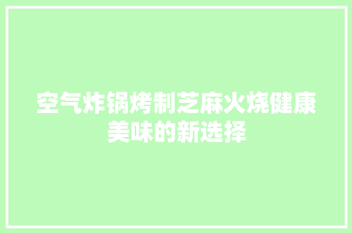 空气炸锅烤制芝麻火烧健康美味的新选择 龙头管件