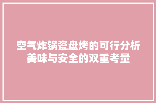 空气炸锅瓷盘烤的可行分析美味与安全的双重考量 家居维修