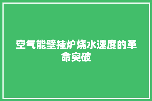 空气能壁挂炉烧水速度的革命突破 洁具维修