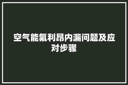 空气能氟利昂内漏问题及应对步骤 洁具维修