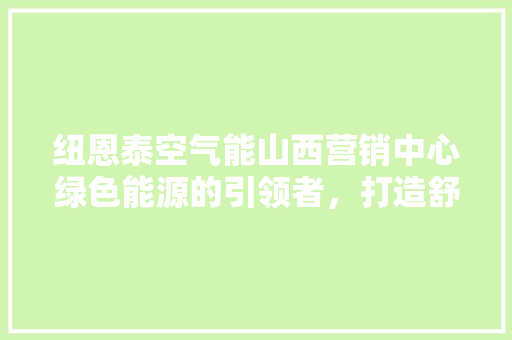 纽恩泰空气能山西营销中心绿色能源的引领者，打造舒适生活新篇章 家电维护