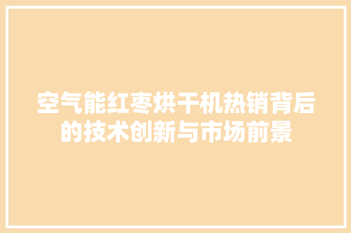 空气能红枣烘干机热销背后的技术创新与市场前景 洗衣机