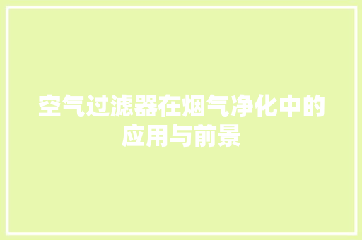 空气过滤器在烟气净化中的应用与前景 洗衣机