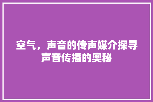 空气，声音的传声媒介探寻声音传播的奥秘 洗衣机