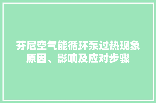 芬尼空气能循环泵过热现象原因、影响及应对步骤 贴膜