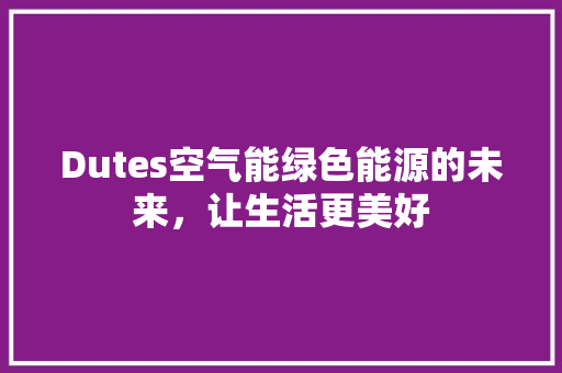 Dutes空气能绿色能源的未来，让生活更美好 洁具维修