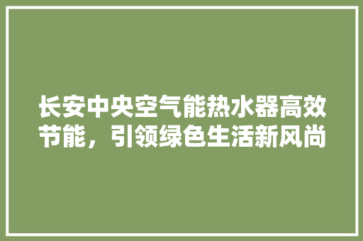 长安中央空气能热水器高效节能，引领绿色生活新风尚 家居维修