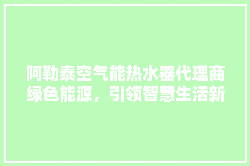 阿勒泰空气能热水器代理商绿色能源，引领智慧生活新风尚 洁具维修
