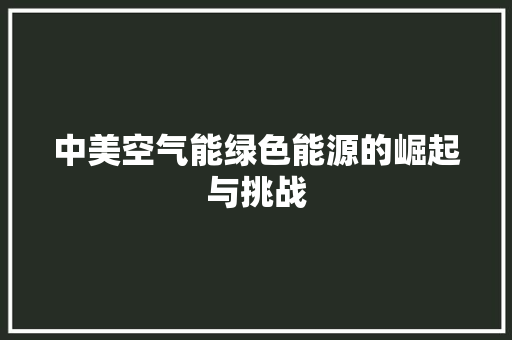 中美空气能绿色能源的崛起与挑战 洁具维修