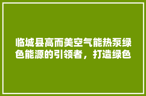 临城县高而美空气能热泵绿色能源的引领者，打造绿色生活新篇章 翻新改色