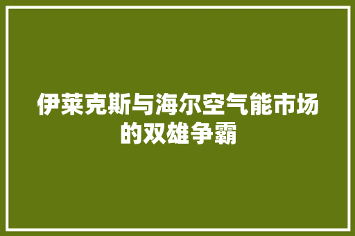伊莱克斯与海尔空气能市场的双雄争霸 洁具维修