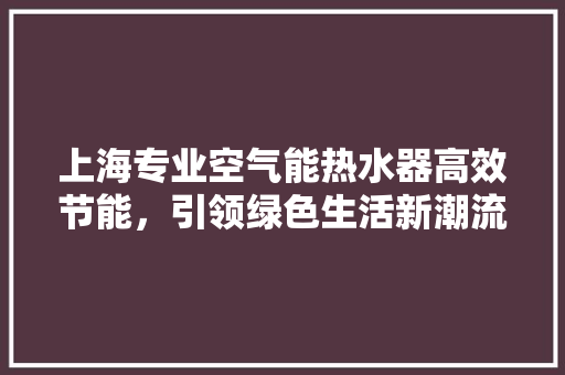 上海专业空气能热水器高效节能，引领绿色生活新潮流 热水器