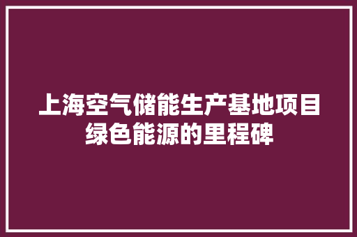 上海空气储能生产基地项目绿色能源的里程碑 家具修理