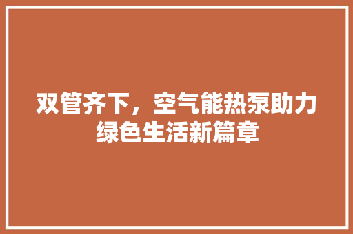 双管齐下，空气能热泵助力绿色生活新篇章 热水器