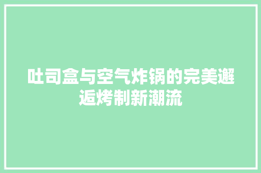 吐司盒与空气炸锅的完美邂逅烤制新潮流 旧房改造