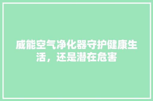 威能空气净化器守护健康生活，还是潜在危害 清洁保养