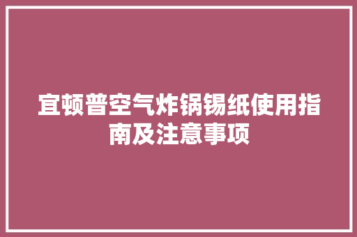 宜顿普空气炸锅锡纸使用指南及注意事项 热水器